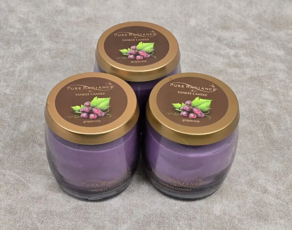 Lot of 3 Yankee Candle Pure Radiance Grapevine 10oz Grape Vineyard Candle Purple